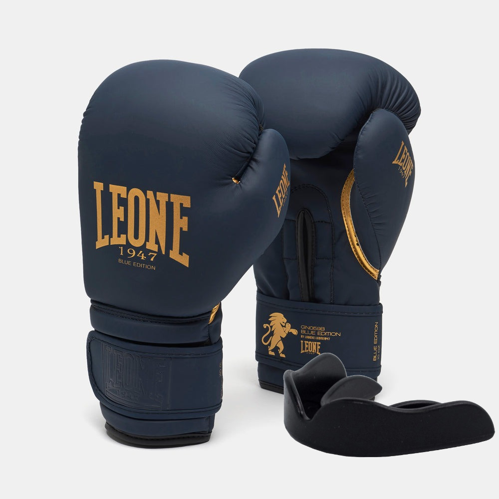Боксерские перчатки Leone GN059B Blue Edition 16 унций (капу в комплекте) Киев - изображение 1