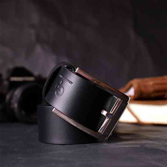 Зручний ремінь під джинси з натуральної шкіри GRANDE PELLE 11683 Чорний Київ