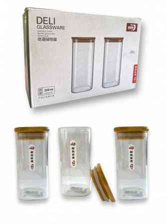 Набір із 3 скляних банок для кави чаю та спецій 320мл Вінниця