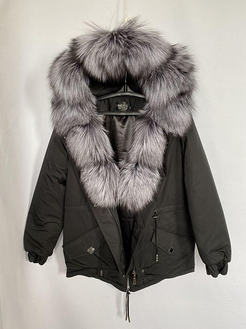 Парка женская зимняя мех чернобурки Черный р 58 75см Харьков - изображение 3