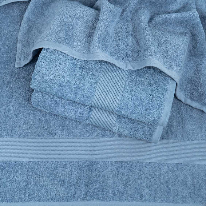 Набор махровых полотенец c Бордюром 3шт GM Textile 40х70см, 50х90см, 70х140см 400г/м2 (Синий) Сумы - изображение 3