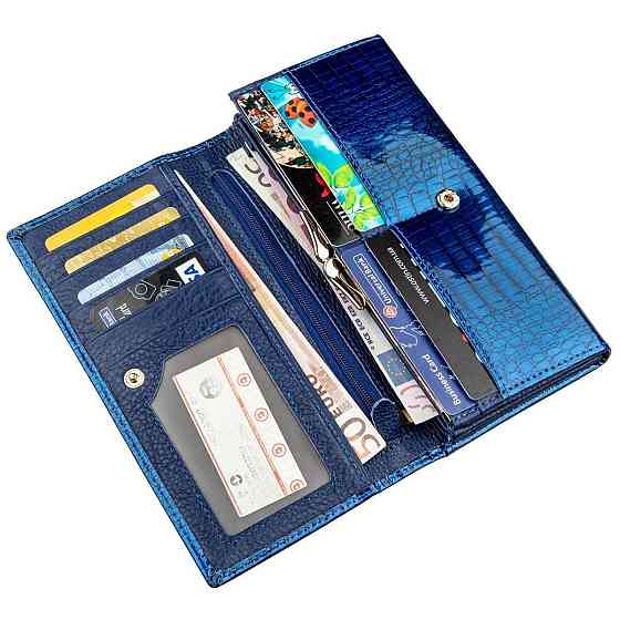 Женский лаковый кошелек Синий (ST Leather) Киев