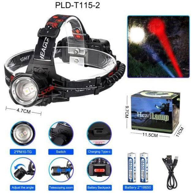 Світлодіодний ліхтар на лоб PLD-T115-2PM10-TG, Ліхтар акумуляторний для риболовлі LY-42 Львів - фото 6