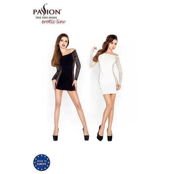 Бодистокинг Passion BS025 white, платье-сетка, спущенное плечо, длинный рукав Sex Aura Киев