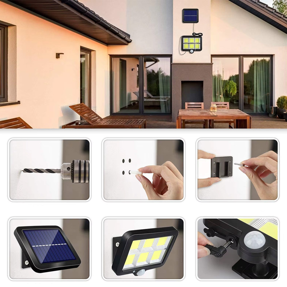 Вуличний Led ліхтар на сонячній батареї BK-128-6COB + пульт / Настінний світильник з датчиком руху Київ - фото 8