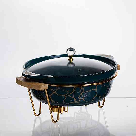 Yiwu Марміт порцеляновий настільний круглий 2 (л) мармітниця з підігрівом Зелений мармур LC-715 Коломия