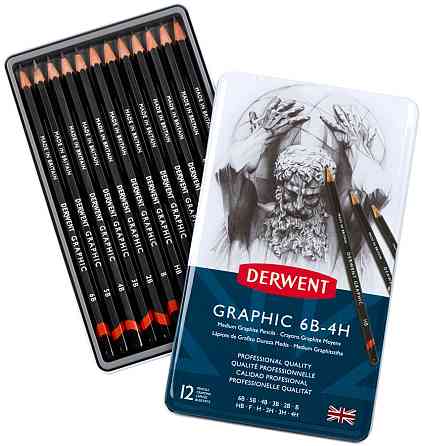 Графитные карандаши Graphic Hard 12шт Derwent Киев