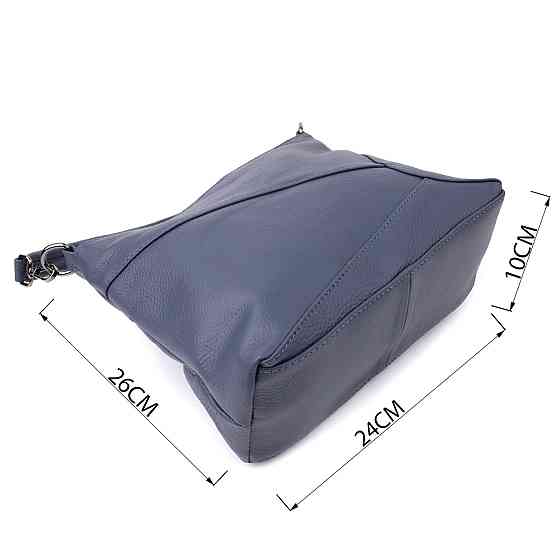 Практичная женская сумка на два отделения из натуральной кожи Vintage 23016 Синий Киев