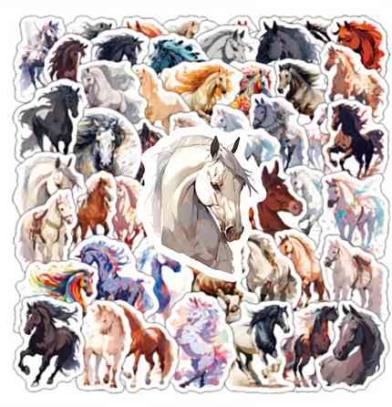 Наклейки с лошадьми 50 шт виниловые водостойкие стикеры для декора Киев