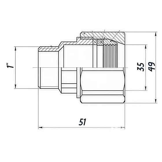 Соединение зажимное прямое для трубы Ø34мм 1″Н латунное LS552S OPTIMUM Киев