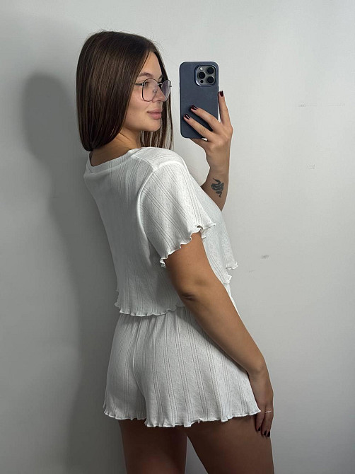 Трикотажний жіночий комплект для дому Молочний XL-2XL Харків - фото 3