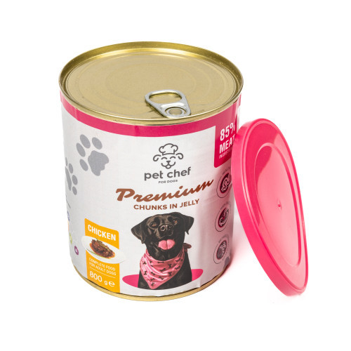 Вологий корм для собак Pet Chef шматочки в желе з куркою 800 г Киев - изображение 3