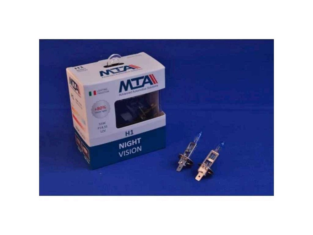 Автомобiльна лампа 12V H1 55W P14.5S NIGHT VISION 80% (2шт) ТМ MTA Киев - изображение 1