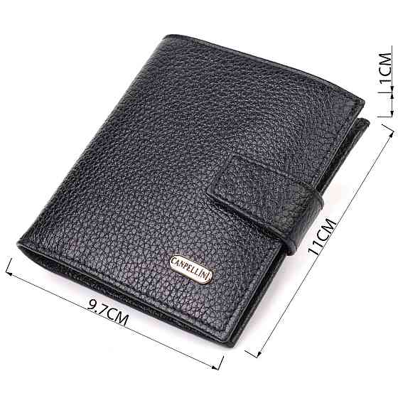 Красивий чоловічий гаманець із натуральної зернистої шкіри CANPELLINI 21730 Чорний Київ