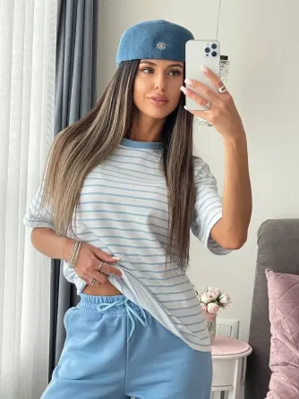 Женский хлопковый комплект (футболка + брюки) повседневная комфортная базовая одежда Одесса