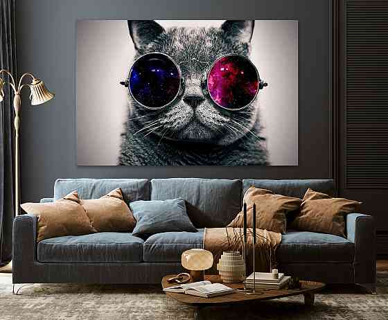 Картина холст в гостиную / спальню  Кіт в окулярах   MLP_297 60x100 см Киев