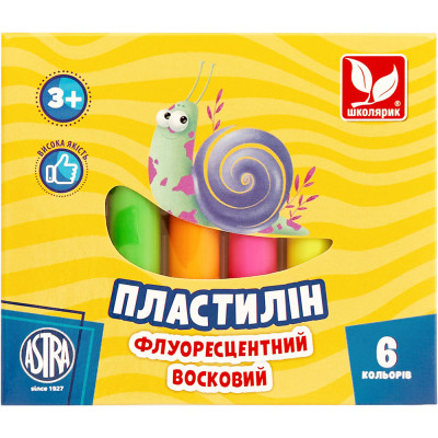 Пластилін Школярик Флуоресцентний 6 кольорів 78 г (83811906-UA) Вінниця - фото 1