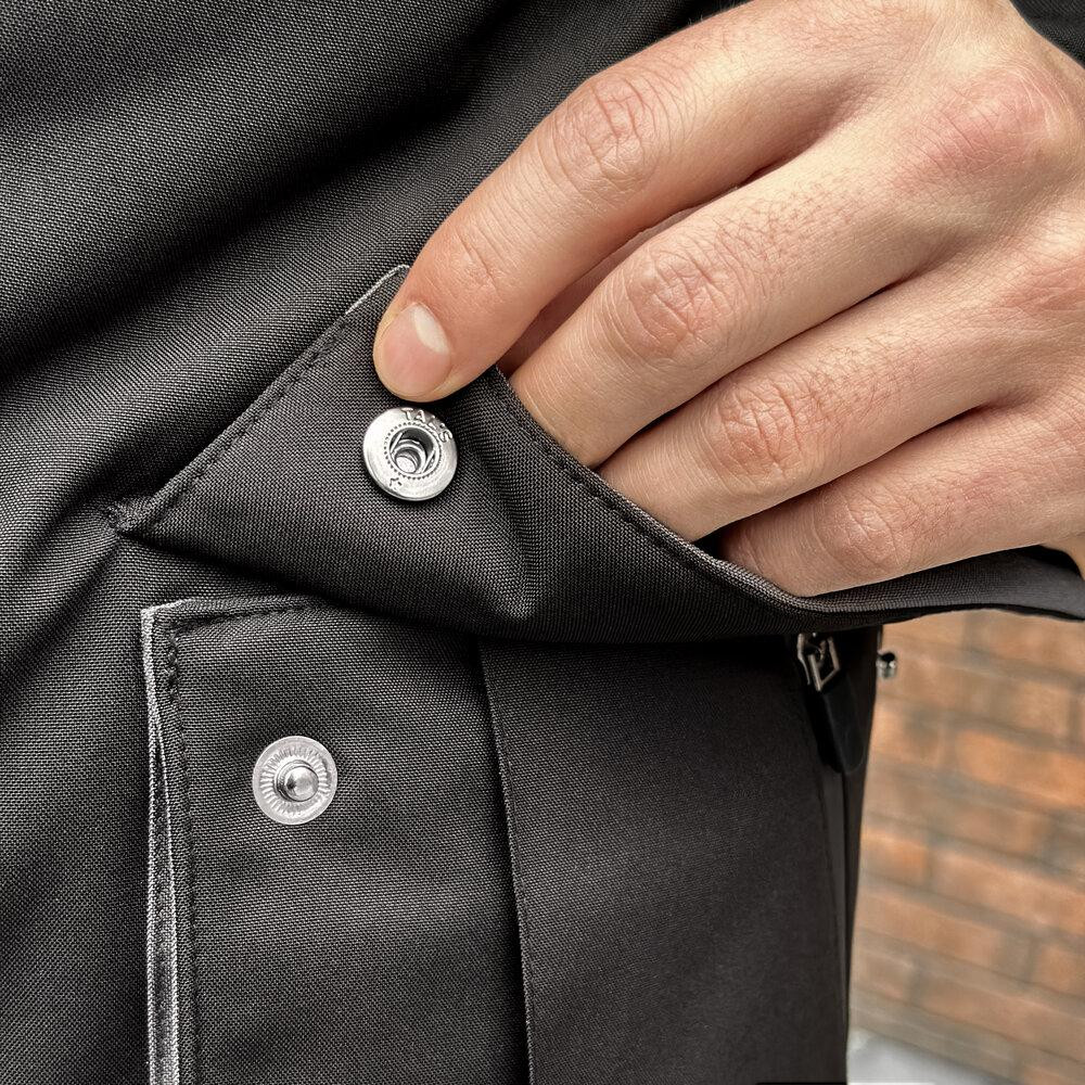 Парка чоловіча зимова з капюшоном чорно-сіра Pobedov Alpina Київ - фото 3