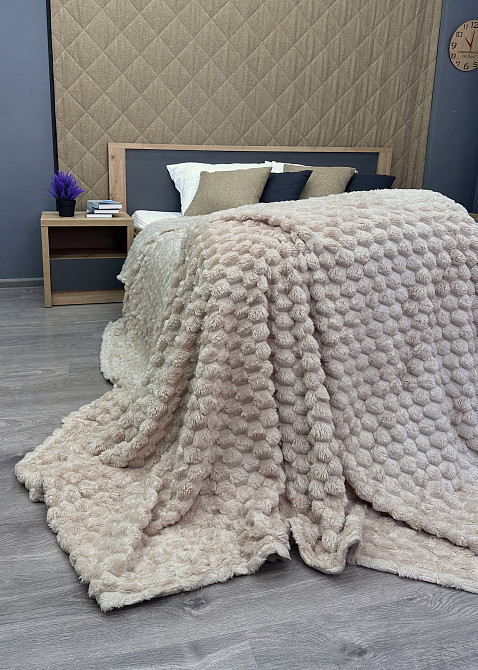 Плед-покривало 210х210 см (+-5см) Соти Світло-бежевий (87-204) Київ - фото 7