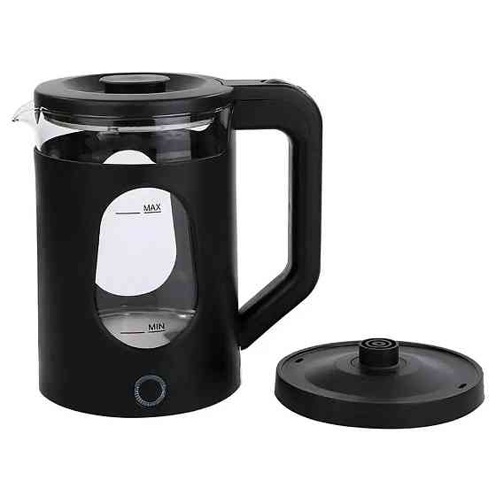 Електричний чайник 2л, 2200Вт + база, СВ 9212, Чорний / Електрочайник прозорий / Дисковий електрочайник Київ