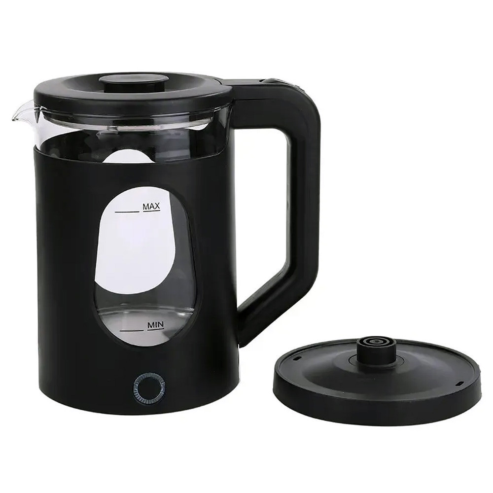 Електричний чайник 2л, 2200Вт + база, СВ 9212, Чорний / Електрочайник прозорий / Дисковий електрочайник Київ - фото 3