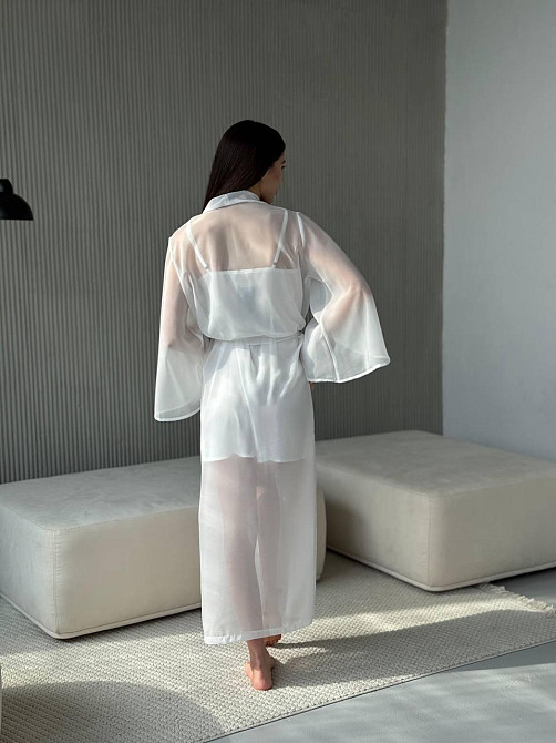 Довгий шифоновий халат Айвори L/2XL Харьков - изображение 4