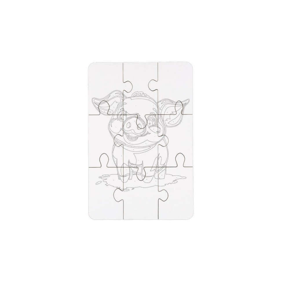 Деревʼяний пазл-розмальовка А5 "Поросятко" Puz-22939 пензлик, фарби, клейка плівка Вінниця - фото 4