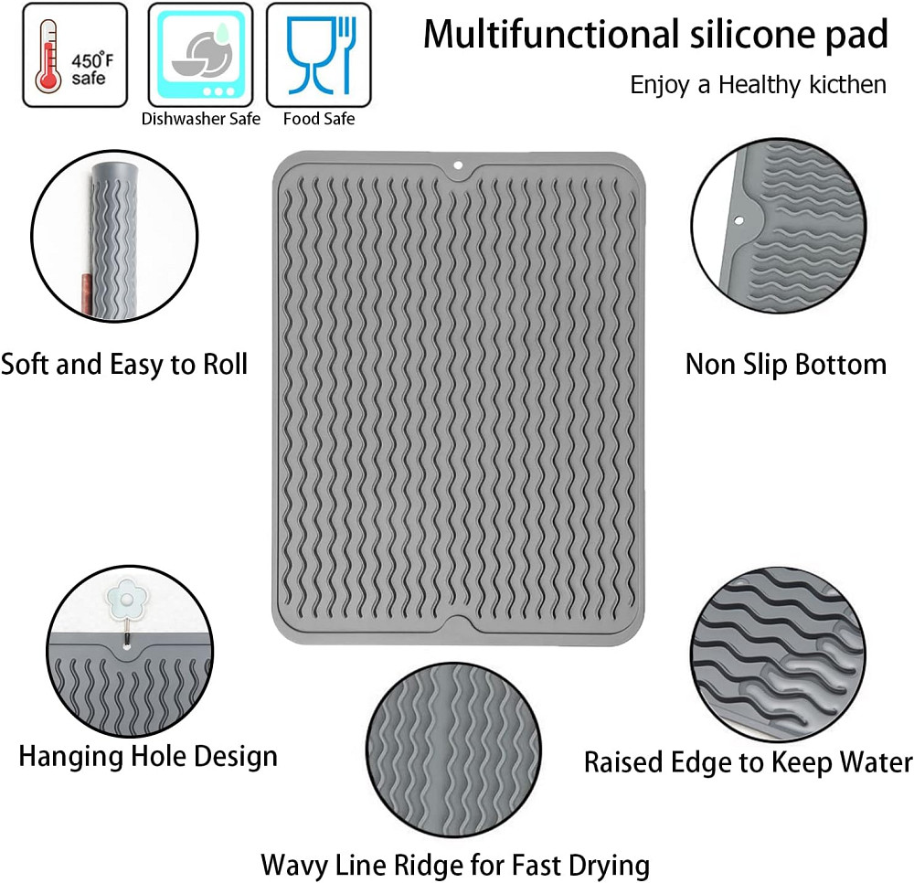 Килимок силіконовий нековзний для сушіння посуду 30*40см Вінниця - фото 3