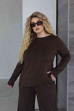 Жіночий костюм з асиметричним лонгслівом "Travel" |  Норма та батал Шоколадний, 42-44 Київ