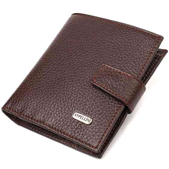 Универсальный мужской бумажник из натуральной зернистой кожи CANPELLINI 21744 Коричневый Киев