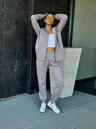 Теплий спортивний костюм жіночий на блискавці Сірий 50/52 Харків