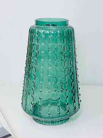 Ваза скляна 16,5*16,5*27,5 см "Марта" зелене товсте скло Київ