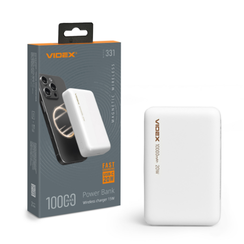 Павербанк 10000 mAh Videx VPB-331-W з БЗП білий Житомир - изображение 2