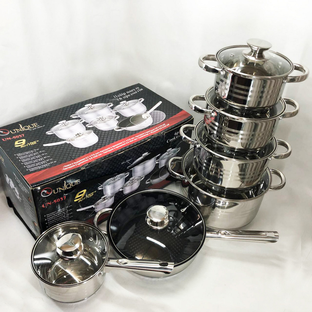 Набор кастрюль для плит UNIQUE UN-5037 12шт, Набор кастрюль-сотейников посуды для любых плит NF-22 Львов - изображение 8