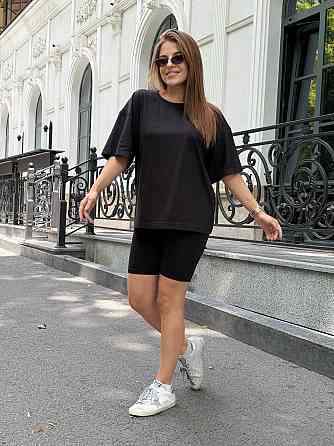 Футболка и велосипедки женские кулир Черный XL/2XL Харьков