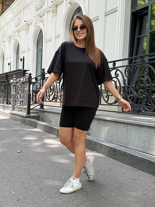 Футболка и велосипедки женские кулир Черный XL/2XL Харьков - изображение 5