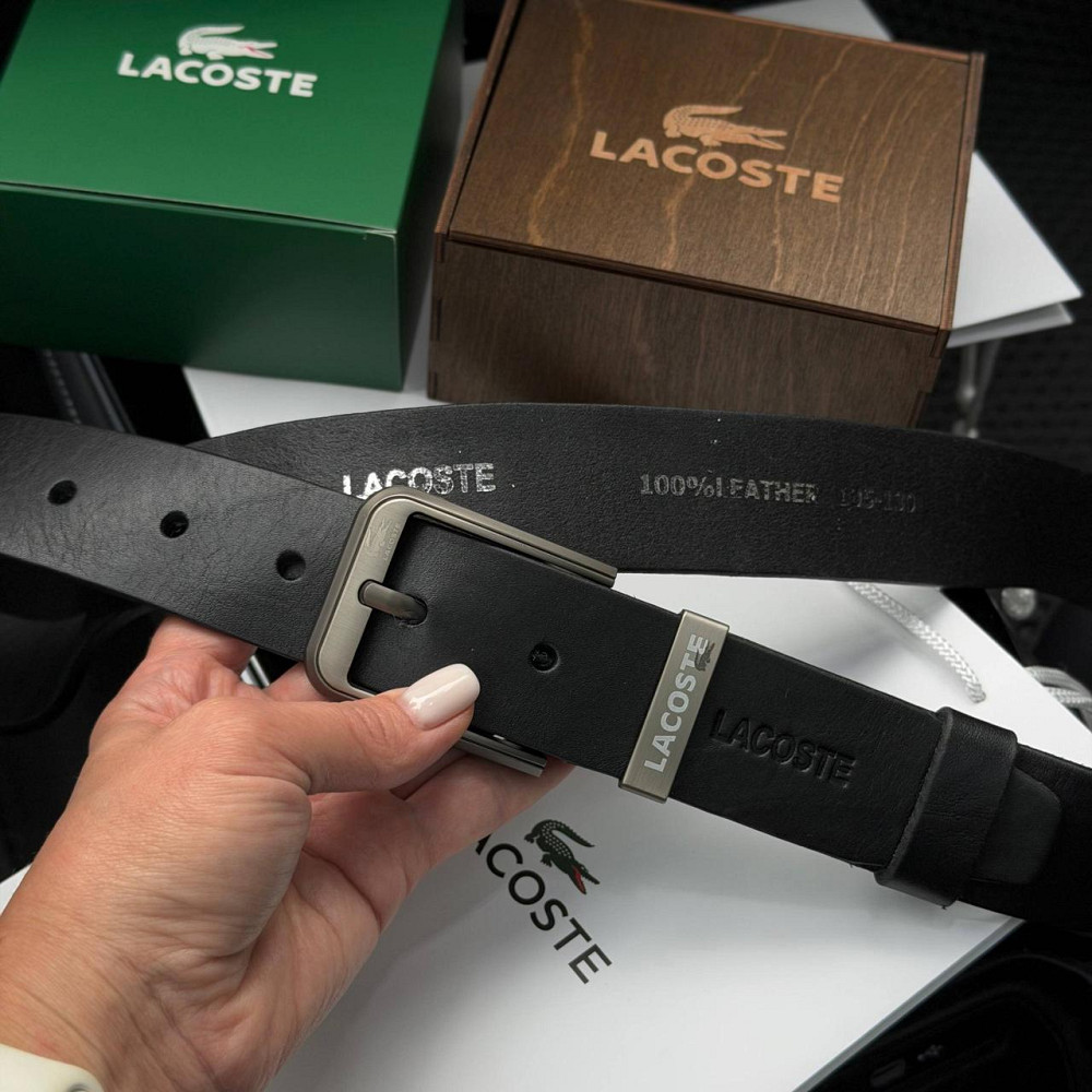 Мужской брендовый ремень Lacoste из натуральной итальянской кожи (979) Киев - изображение 7
