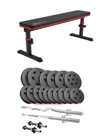 Набір Hop-Sport Premium 75кг з лавою HS-1025 Pro, штангами та гантелями Київ