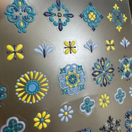 5D наклейки для ногтей с орнаментом и цветами, стиль бохо — 1 лист Киев