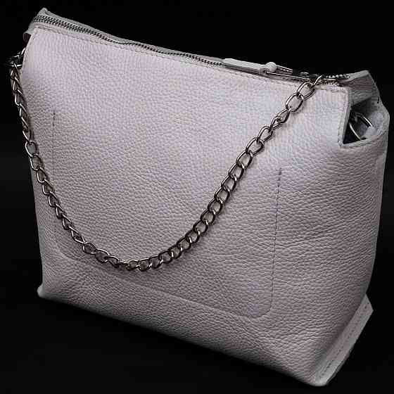 Містка жіноча сумка з натуральної шкіри Біла (GRANDE PELLE) Київ