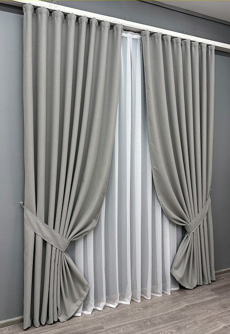 Комплект штор VR-Textil Блекаут двосторонній Scandi № 1900ш Сірий 200х270 см 2 шт (32-259) Київ - фото 3