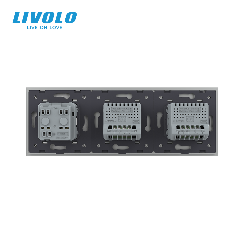 Сенсорний вимикач 4 сенсора (2-2) 1 розетка Livolo білий скло (VL-C702/C702/C7C1EU-11) Коломыя - изображение 6