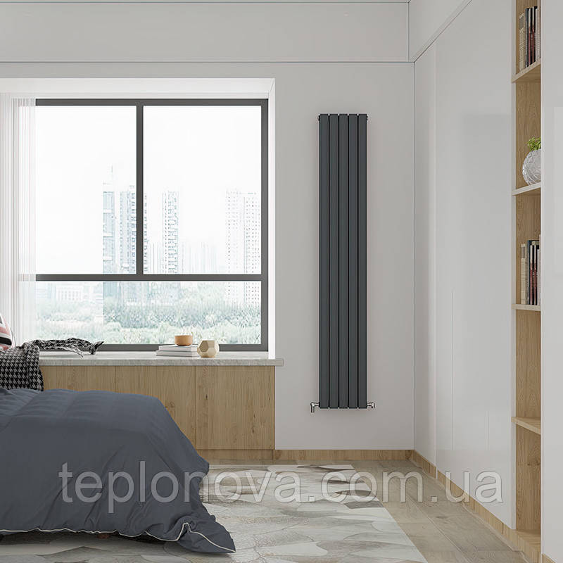 Дизайнерський радіатор 1800/295 (мм) чорний мат IDEALE JOLANDA (універсальне підключення) 12 5/1800/295 Чернівці - фото 4