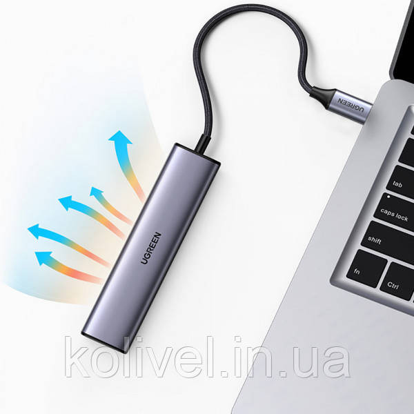 Хаб USB 3.0 Type-C -> 3xUSB 3.0 + RJ45 1000M CM475 Сірий UGREEN (20932) Київ - фото 2
