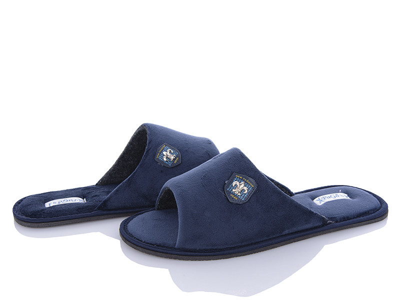 Тапочки мужские домашние открытый носок тм PaGo Велюр синий 43 Одесса - изображение 1