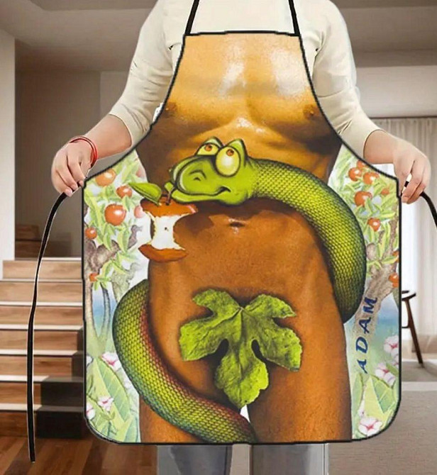 Фартук с приколом мужской с прессом кухонный для гриля и барбекю Адам 73 на 57 см разноцветный Киев - изображение 9