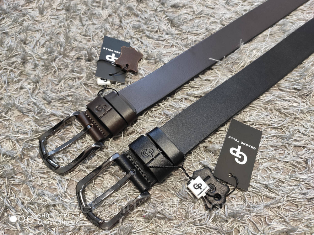 Універсальний гладкий чоловічий шкіряний ремінь Grande Pelle (чорний) Київ - фото 9