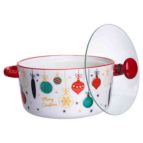 Супниця порцелянова Merry Christmas новорічна 800 (мл) з кришкою Yiwu FM-CS-9B Коломия
