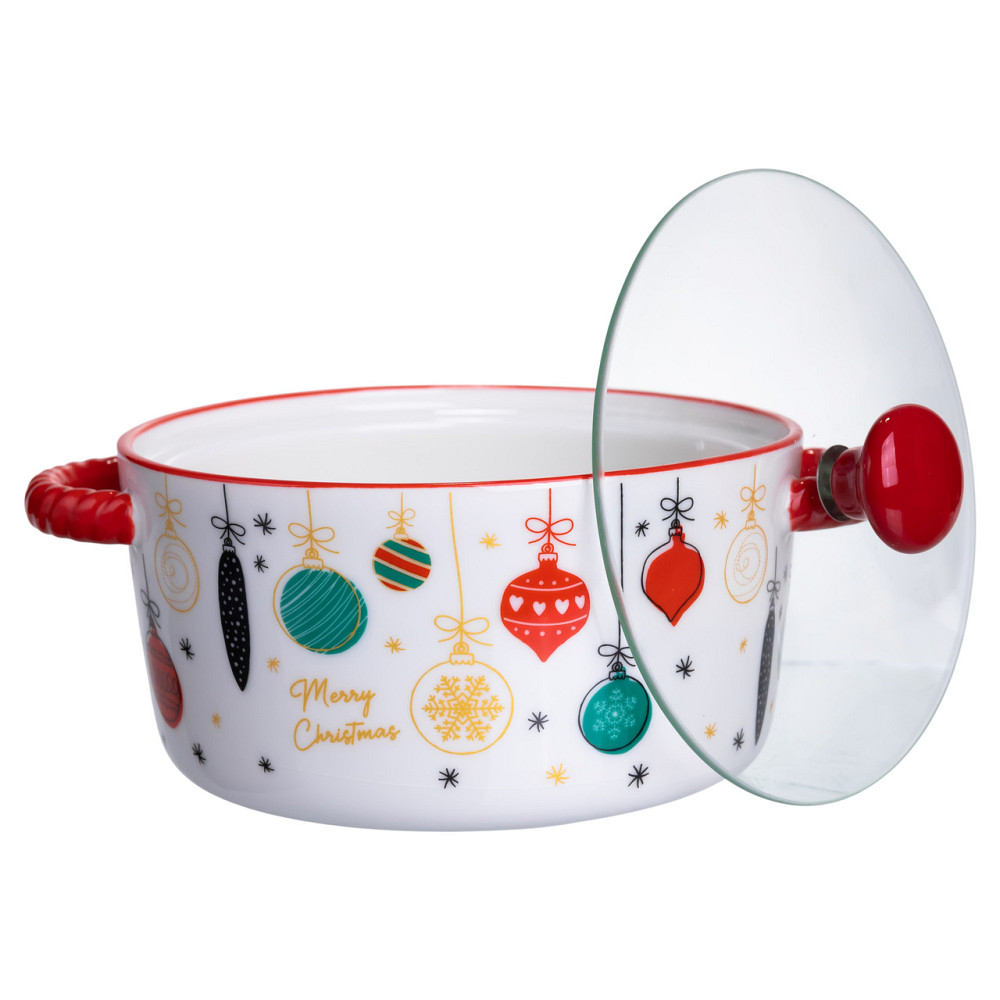 Супниця порцелянова Merry Christmas новорічна 800 (мл) з кришкою Yiwu FM-CS-9B Коломия - фото 3