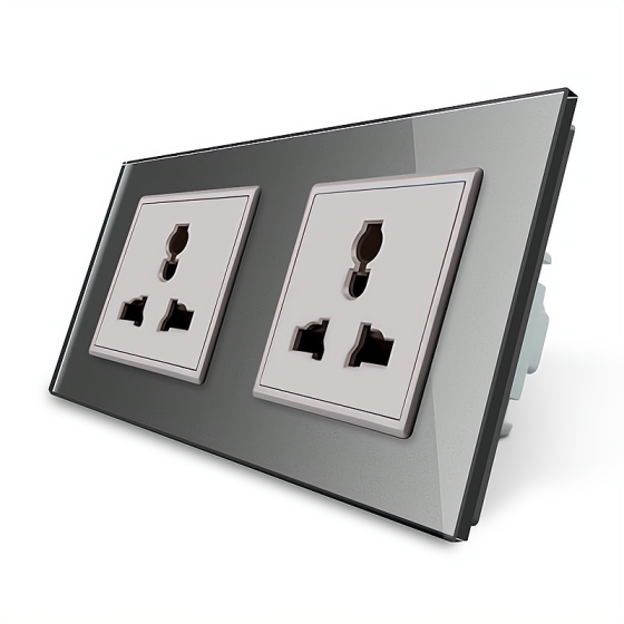 LIVOLO Розетка двомісна універсальна Livolo сірий скло (VL-C7FCT22-4IP) Киев